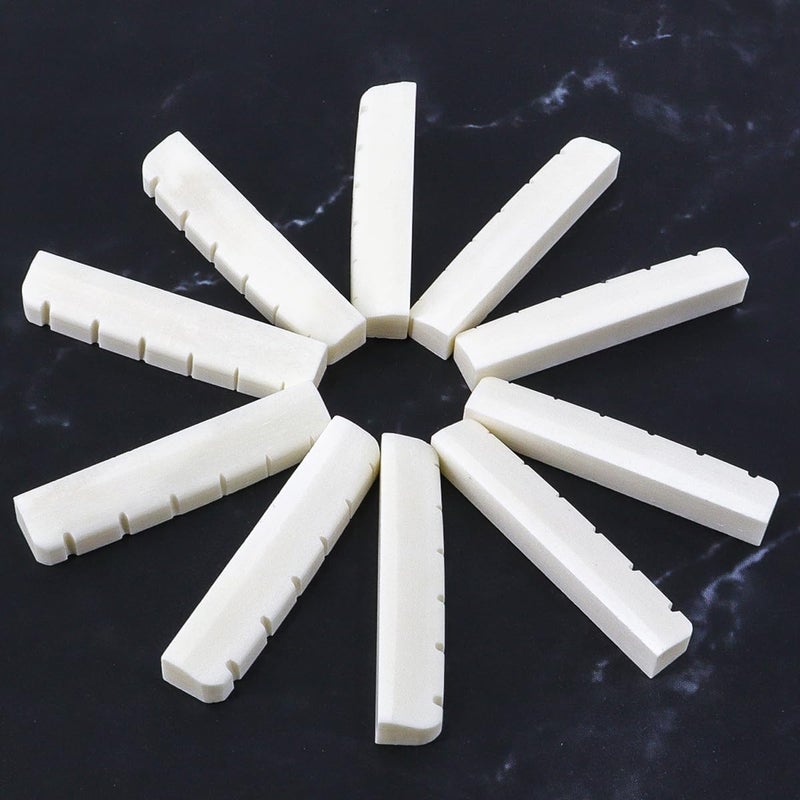 Domofa 43mm Guitar Slotted Bone Nut for Acoustic or Les Paul Guitar Replacement,Flat Bottom - Image 3